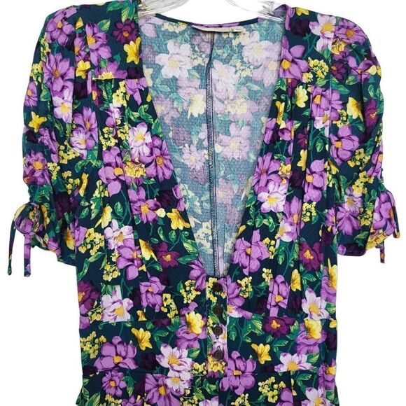 Kate Hudson Happy x Nature First Crush Floral Purple Jumpsuit Size 4 - Picture 3 of 12